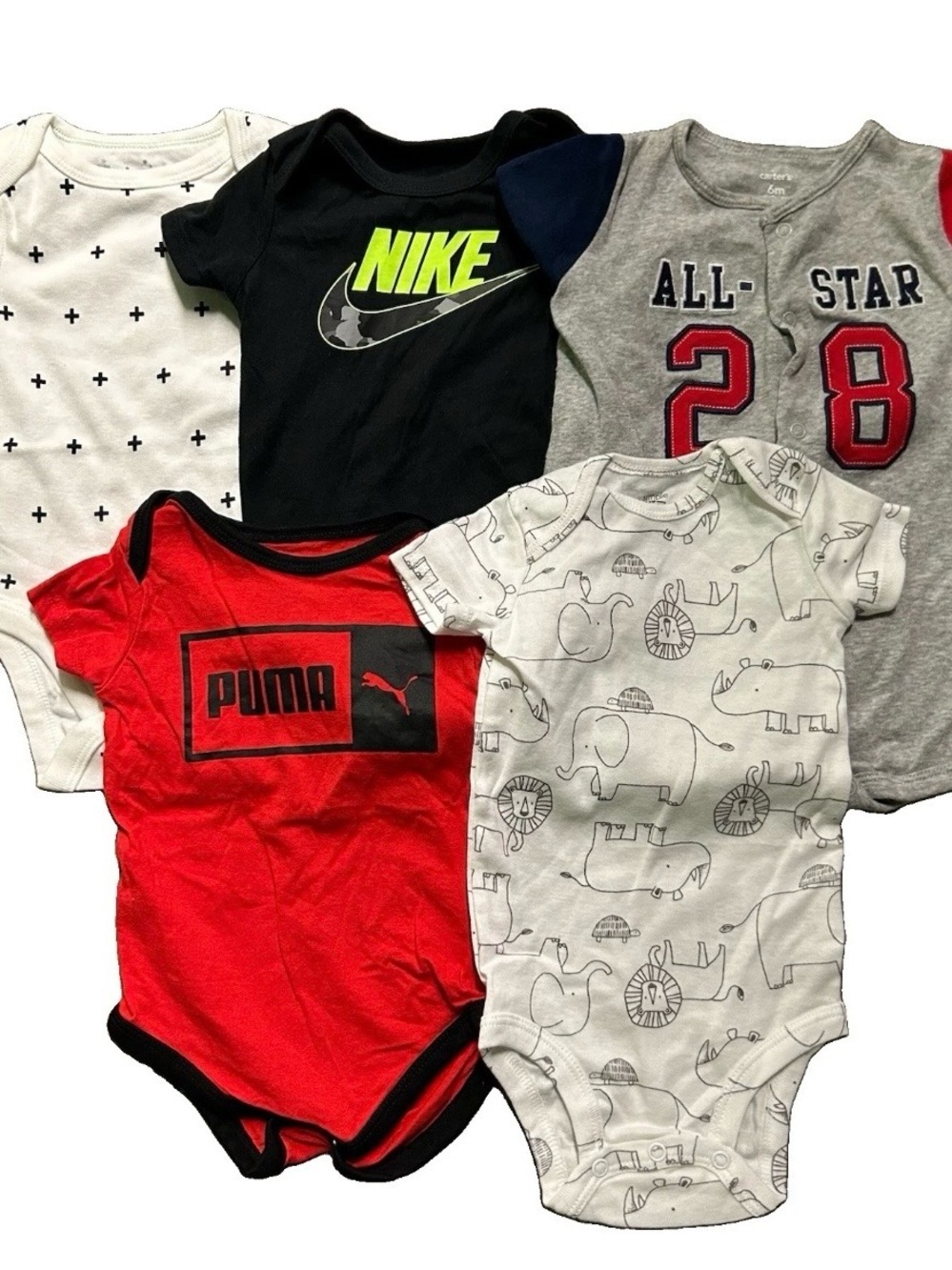 Baby Boy Short Sleeve Bodysuits Nike Romper Summer Puma Size 3-6 Months